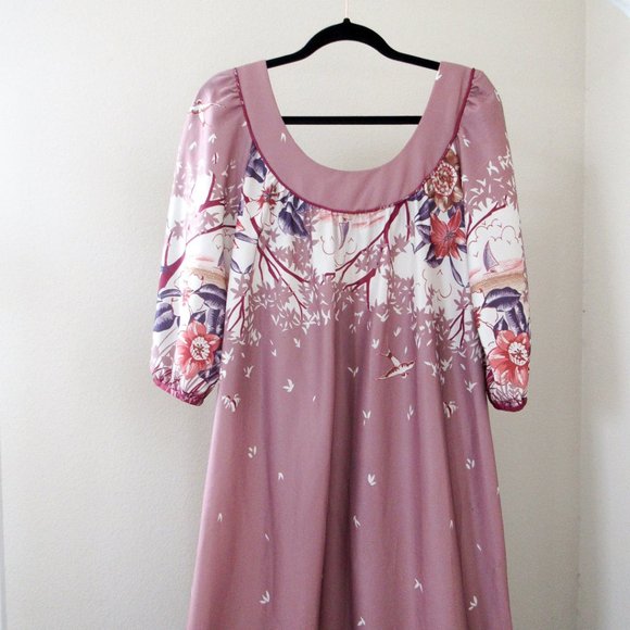 VINTAGE Boho Floral Maxi Dress Mumu Tunic - Picture 5 of 8